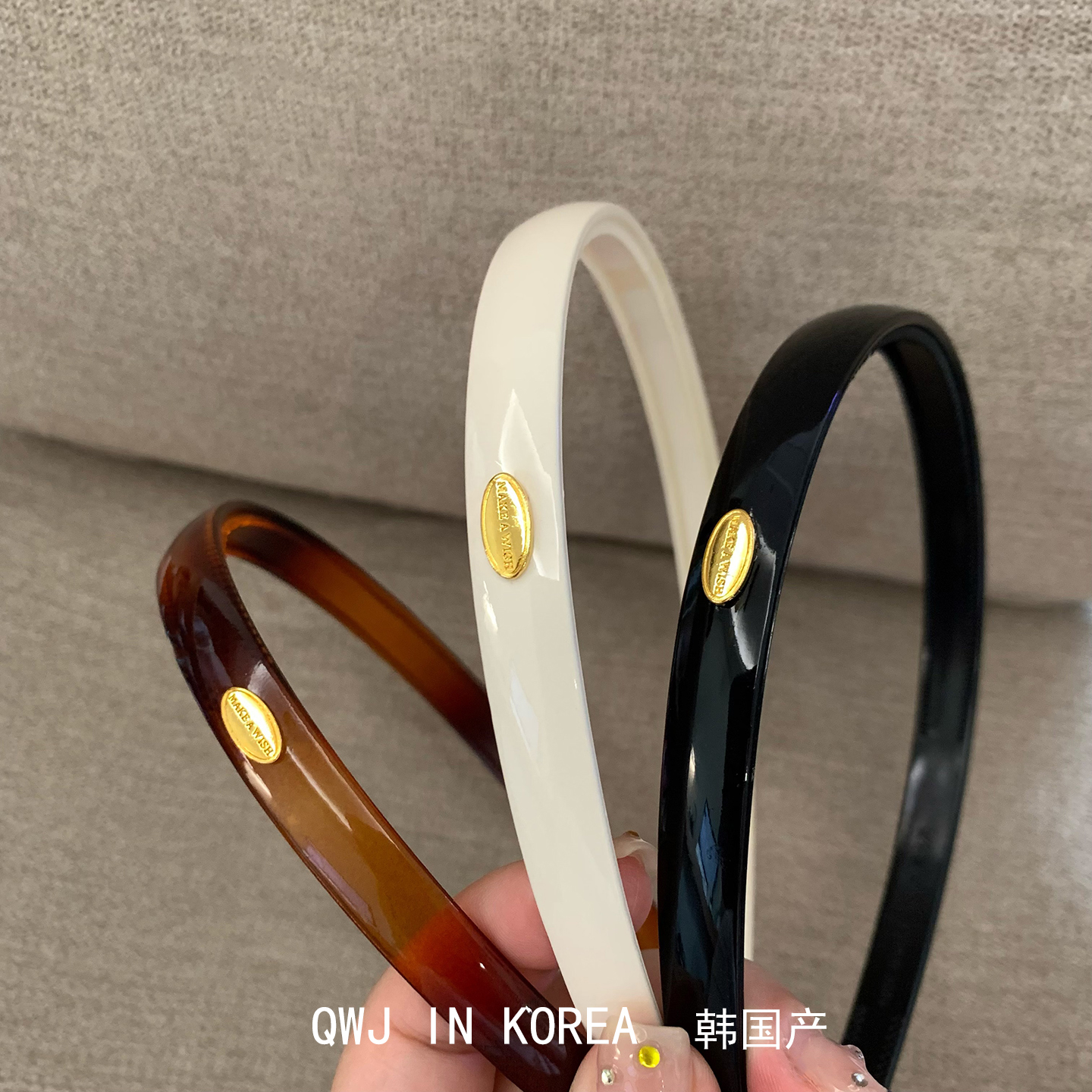 韩国进口细款小金标树脂发箍头箍