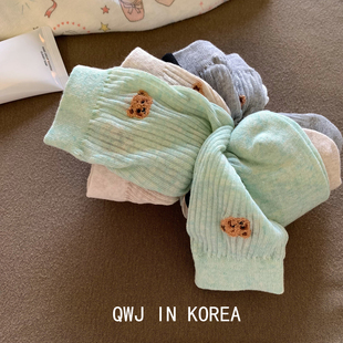 韩国进口中筒袜小熊头薄透网眼速干棉袜春夏女式可爱凉快透气袜子