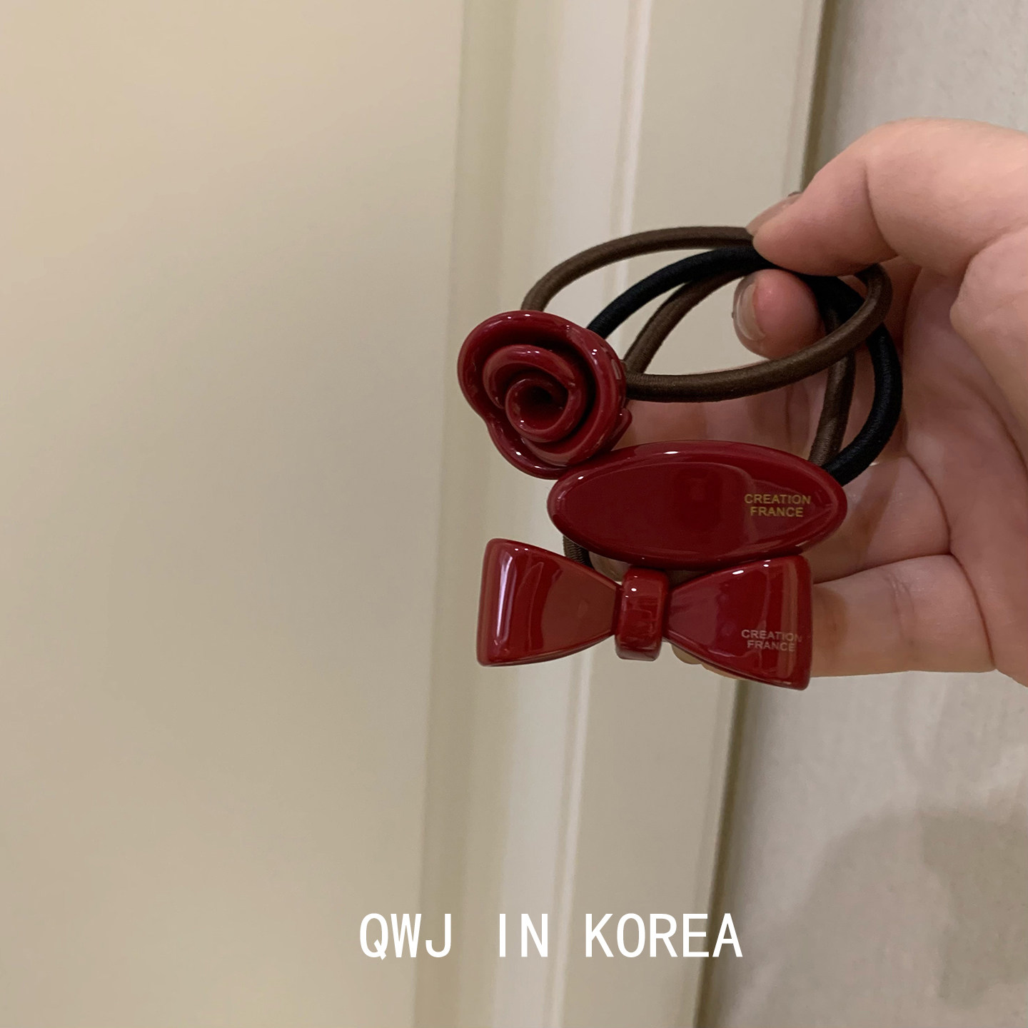 韩国进口France金标新年酒红色玫瑰花椭圆发圈本命年红色醋酸发绳,饰品/流行首饰/时尚饰品新,发饰,淘宝优惠券,粉丝福利购,淘宝优惠卷