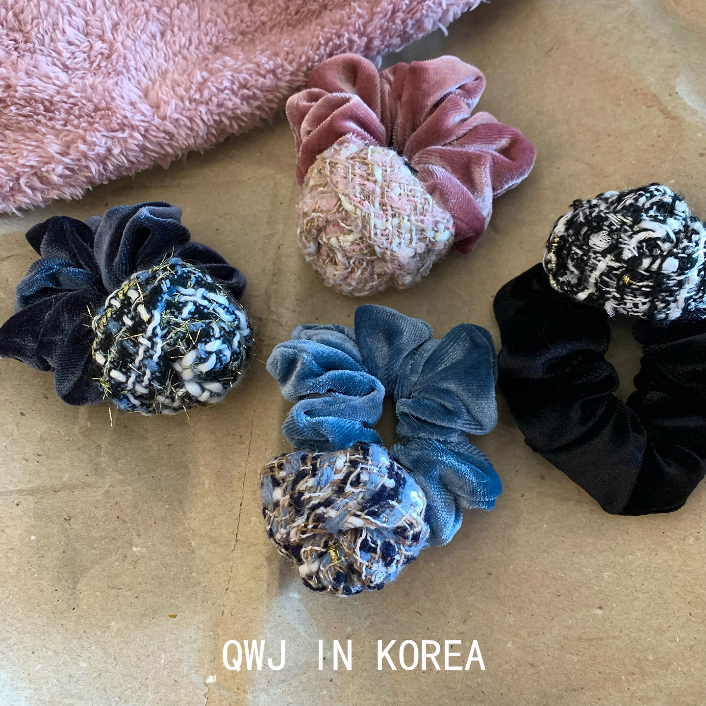 韩国进口发圈秋冬玫瑰花丝绒肠圈