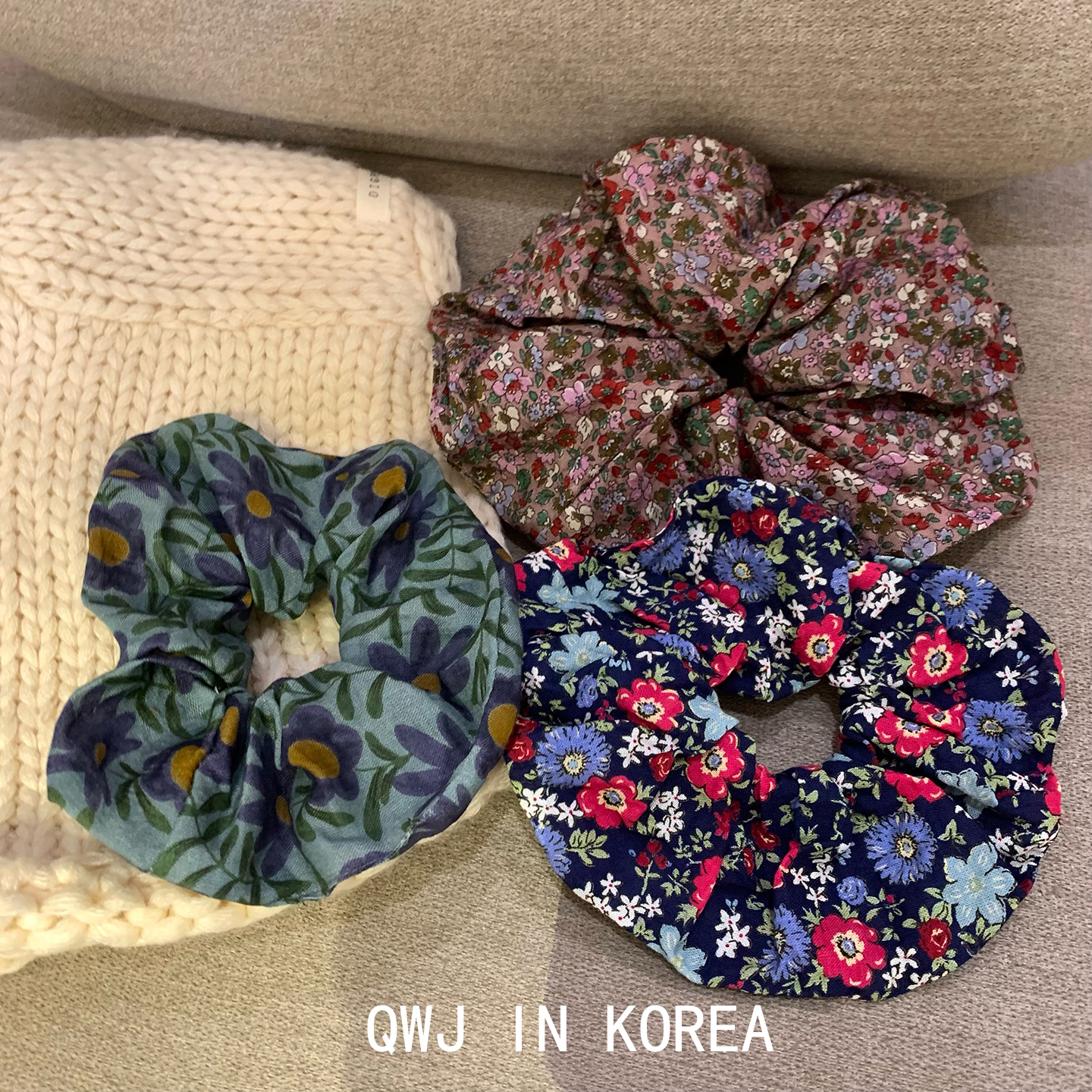 韩国进口发圈小众碎花肠圈发绳