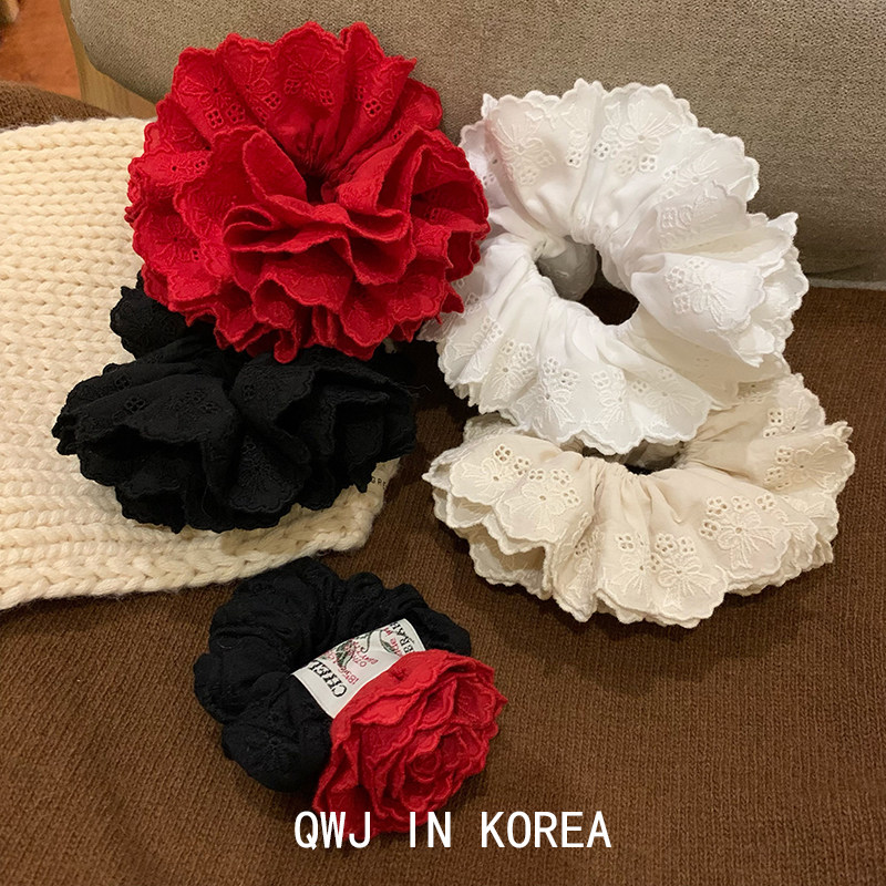 露思肠圈3.0 韩国进口多层复古蕾丝花边发圈红色玫瑰花发绳头花,饰品/流行首饰/时尚饰品新,发饰,淘宝优惠券,粉丝福利购,淘宝优惠卷