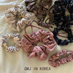 古朴日系好有感觉~韩国进口棉布布艺碎花肠圈复古温柔发圈发绳