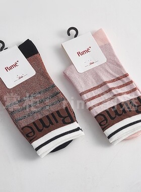 Rime韵魅ins 女棉袜 韩国 日系 潮袜 中筒小腿袜 金银丝袜53596