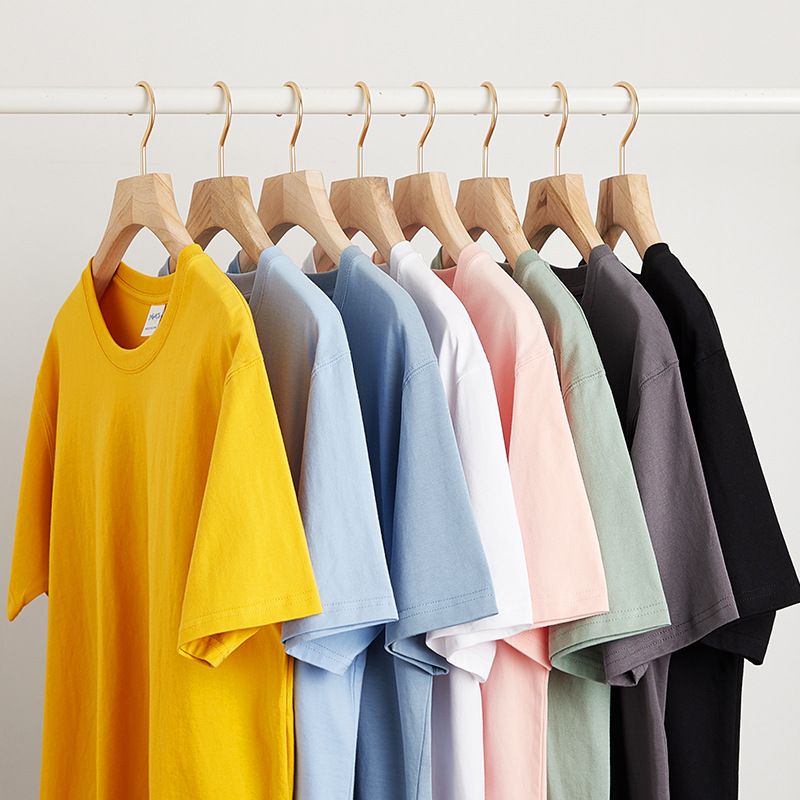 纯棉纯色圆领短袖t恤全棉打底衫男女情侣内搭大码白T运动户外