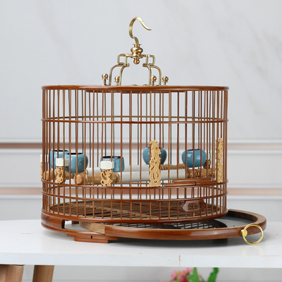 靛颏紫竹抽屉鸟笼红子全套配件