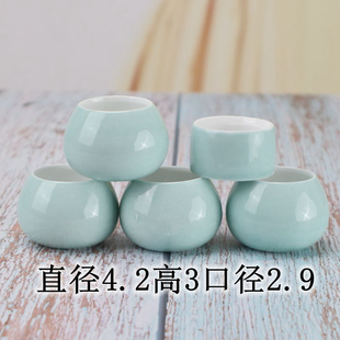红子靛颏绣眼鸟杯玉鸟黄鸟鸟食罐杯子瓷碗高白天青色竹鸟笼配件
