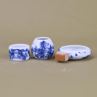 绣眼柳莺玉鸟黄鸟鸟食杯瓷碗杯子鸟食罐碎瓷小型鸟竹鸟笼手绘陶瓷