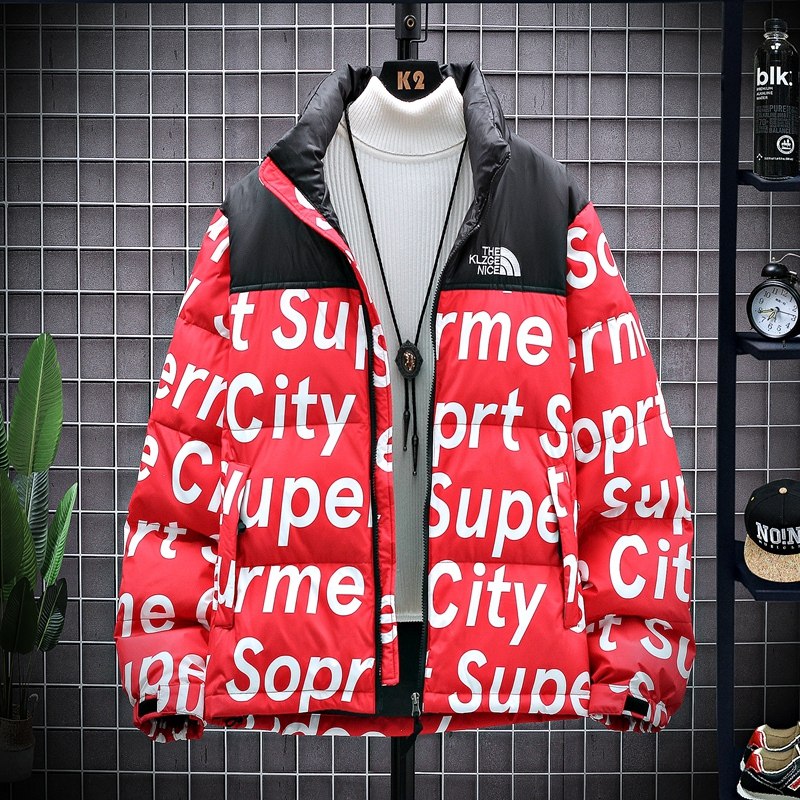 Hanging shot men's short bread jacket splicing color contrast down jacket couple down jacket