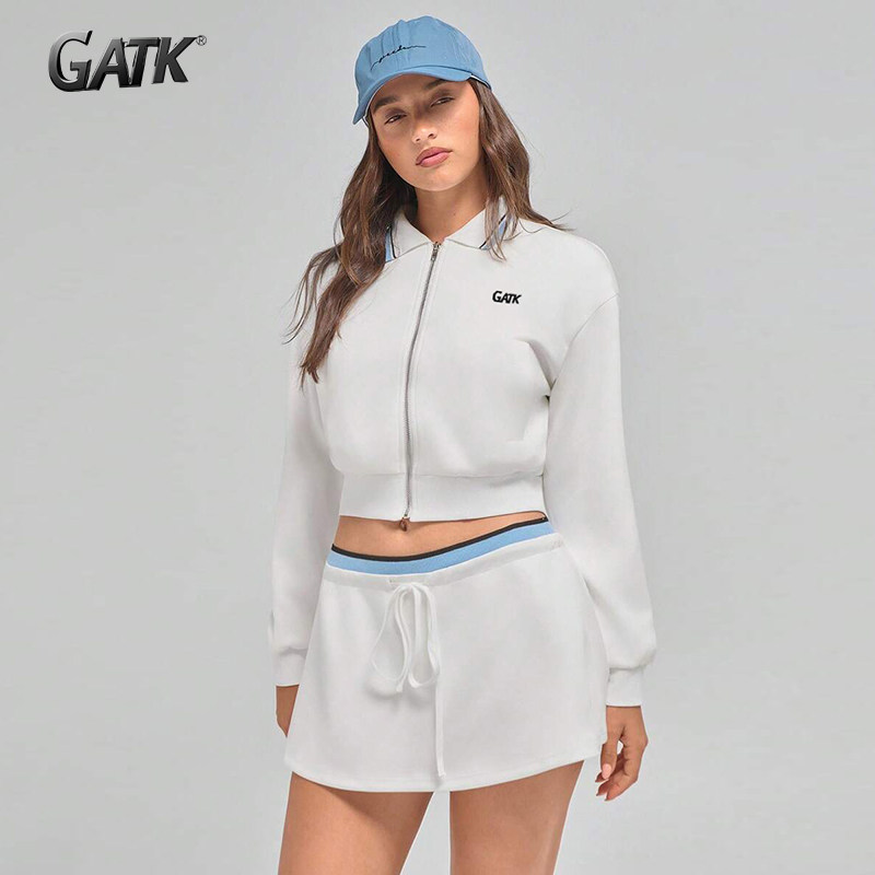 GATK 2025春季高街拼接翻领卫衣半身短裙套装休闲宽松情侣套装