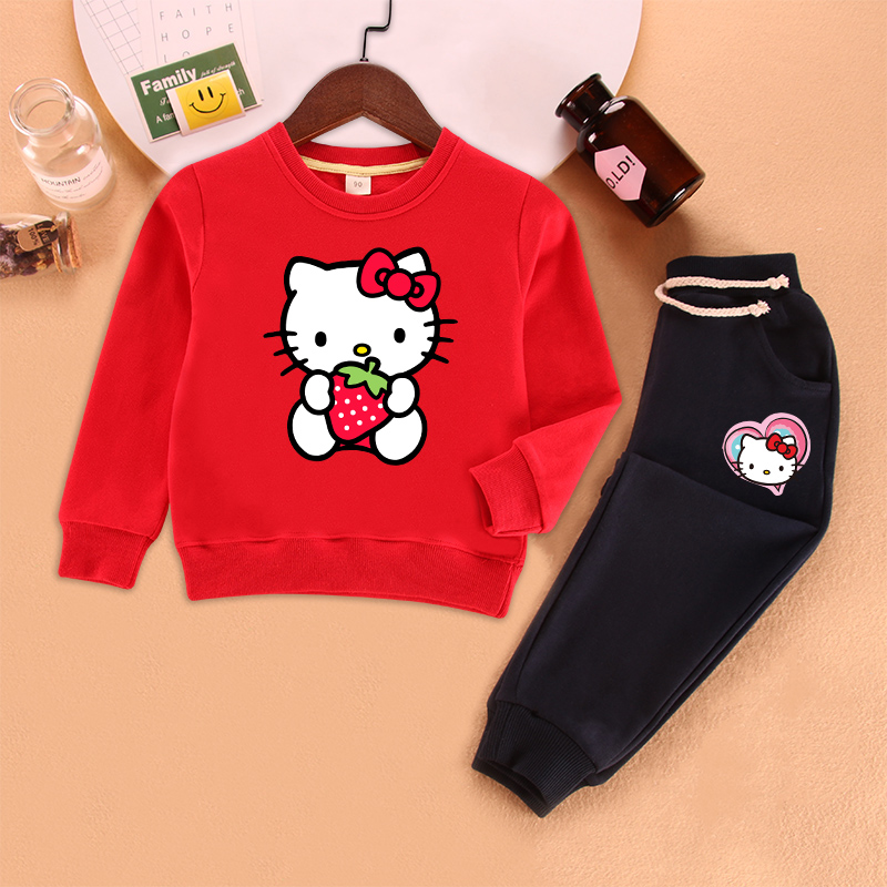 女童凯蒂猫套装2024新款女宝宝春秋季纯棉卫衣幼儿hellokitty童装