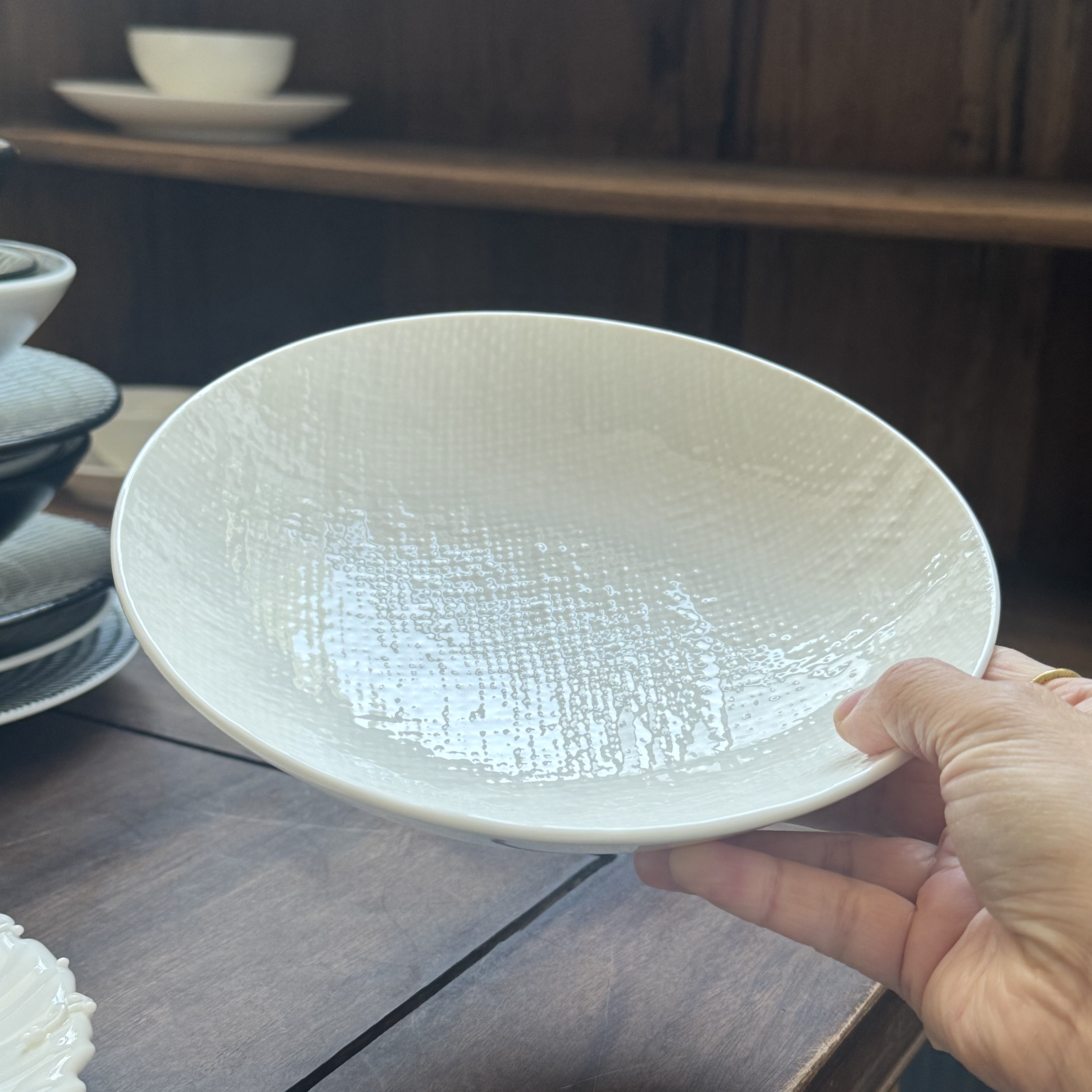 新骨质瓷麻纹深盘菜盘白色餐具家用釉下彩，好用的一款,餐饮具,盘,淘宝优惠券,粉丝福利购,淘宝优惠卷