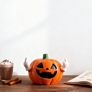 竖中指南瓜 纯手工彩绘创意可爱万圣圣诞节迷你桌面摆件生日礼物