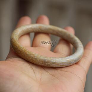 『系石苑推荐』纯天然玉化珊瑚玉菊花石气质圆条手镯花纹美上手赞