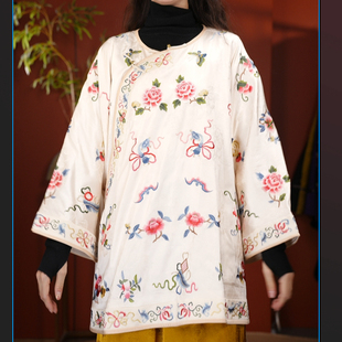 25220素女馆新款 斜襟重工满绣太太服