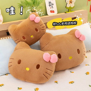 黑皮hellokitty抱枕凯蒂猫KT猫毛绒玩具沙发宿舍睡觉靠垫