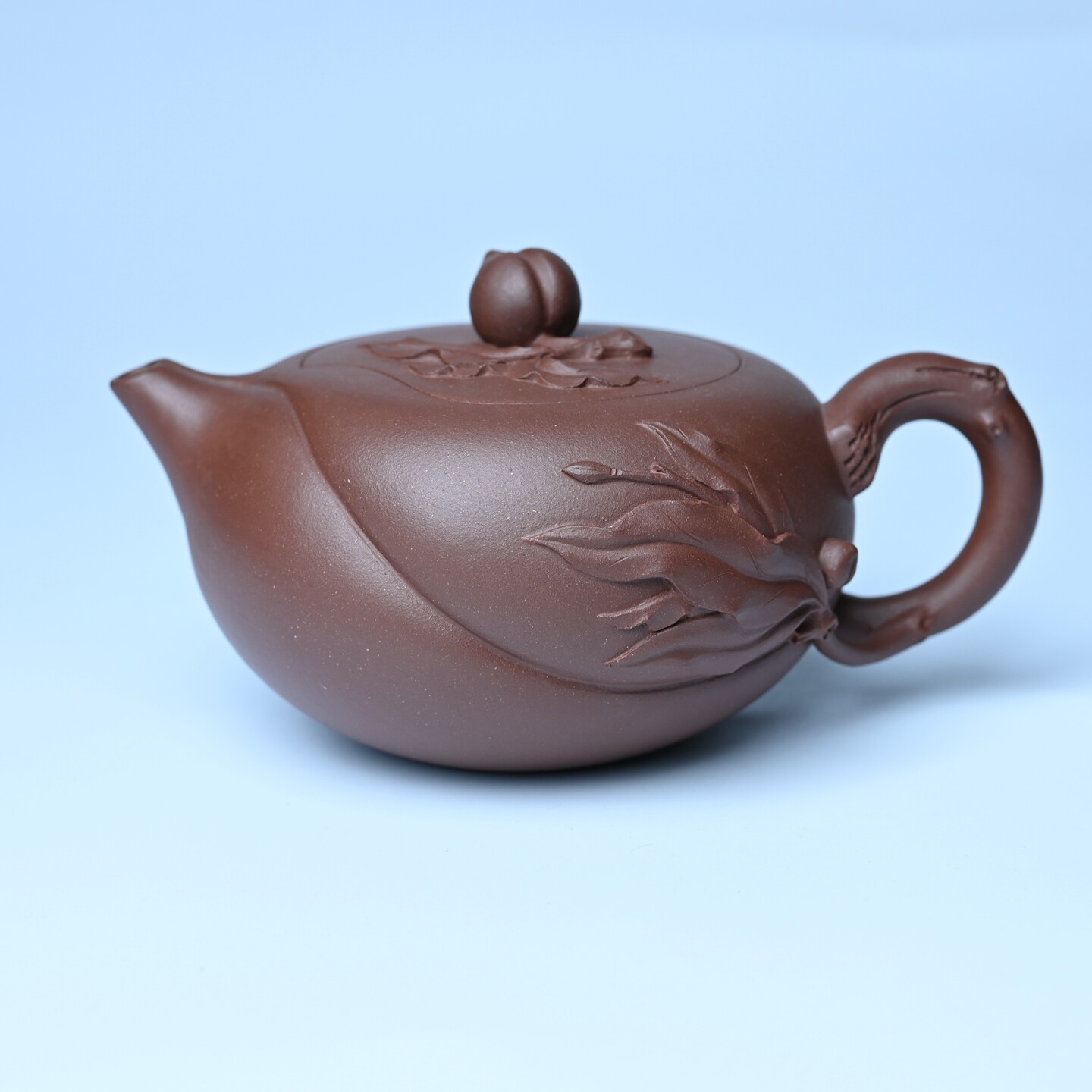 美壶网紫砂壶国工杨军保手工手制老紫泥蟠桃壶 茶壶 茶具 310cc