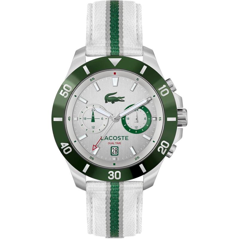 Lacoste/拉科斯特男士多功能防水运动石英腕表mm银色铝圈尼龙表带