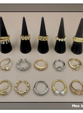 Vintage 中古轻奢意大利拉丝工艺布契风时尚玫瑰超美微镶开口戒指