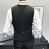 LP811*新款男笑脸多口袋翻领单排扣休闲马甲服务员马甲外套P50，男装背心/马甲，星座717A