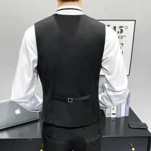 LP811*新款男笑脸多口袋翻领单排扣休闲马甲服务员马甲外套P50图片