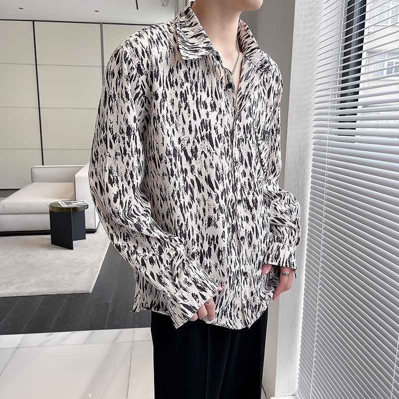QS056*帅气男宽松版夜店发型师潮流长袖衬衫INS小众仙气衬衣,男装衬衫,星座717A