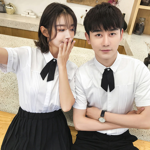 QC119*领结装饰男潮短袖衬衫男女服务员餐厅服务员工作服P40图片 QC119*领结装饰男潮短袖衬衫男女服务员餐厅服务员工作服P40图片