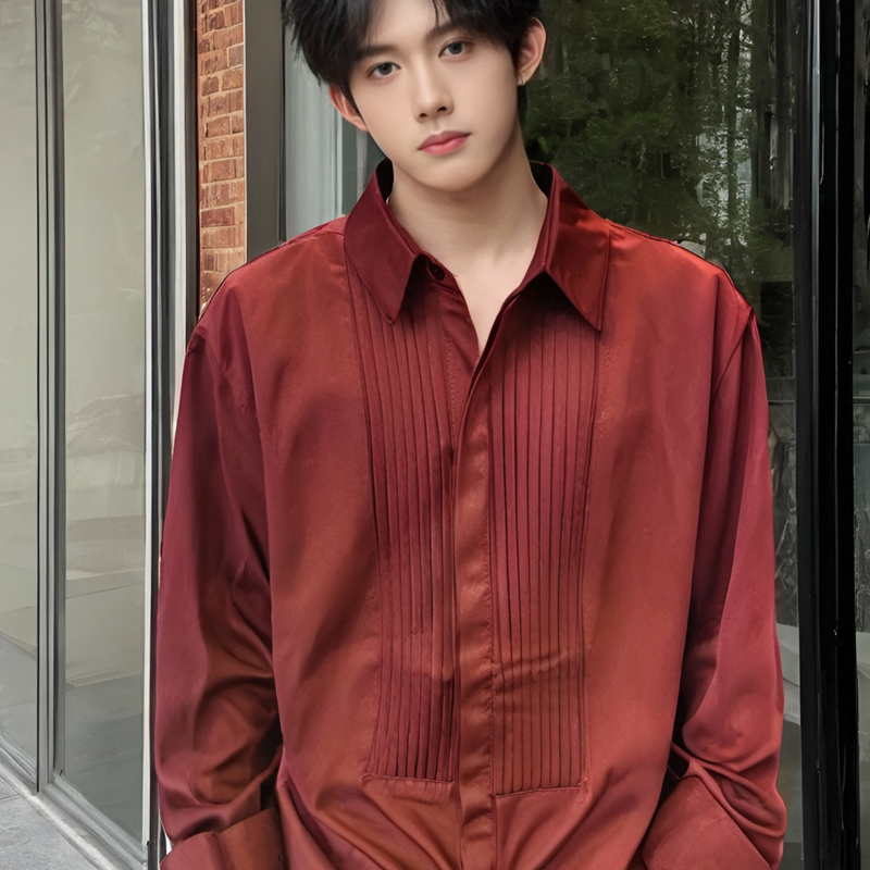 QS036*那不勒斯褶皱法式男长袖衬衫P48，男装衬衫，星座717A