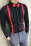 LT017-V假两件背带款男士长袖衬衫工装夜店KT少爷装工作服P50，男装衬衫，星座717A