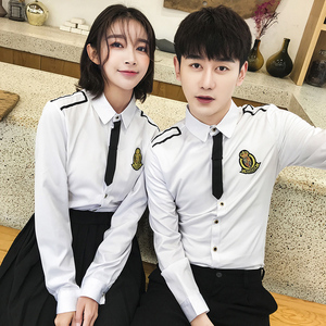 QC104*2023情侣学院风空少长袖衬衫夜店KTV学生工作服大码P50,曼谷探店穿搭小个子图片