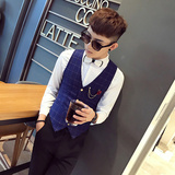 S8710-春季V领大格子休闲马甲工装KTV夜店酒吧马甲工作服P50，男装背心/马甲，星座717A