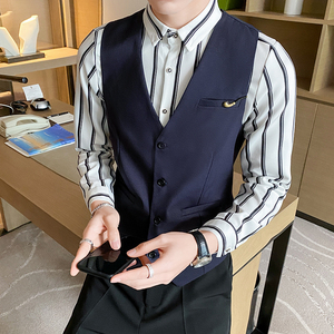 8749*马甲男修身青年休闲正装上班工作职业结婚新郎礼服P50图片