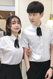 QC119*领结装饰男潮短袖衬衫男女服务员餐厅服务员工作服P40，男装衬衫，星座717A