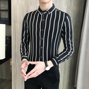 LT005-新款经典条纹男条纹衬衫衬衣型男社会小伙衬衣大码P45图片