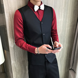LT101-经典灰色男马甲长袖衬衫马甲两件套衬衣假两件P55，男装衬衫，星座717A