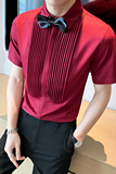 LT143*夏季男士法式短袖衬衫KTV夜店工作服男女款纯色衬衣P45，男装衬衫，星座717A