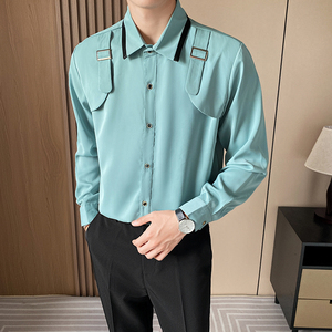 LT149*男秋季衬衫长袖夜店酒吧工作服餐厅营业员服务员工作服P55