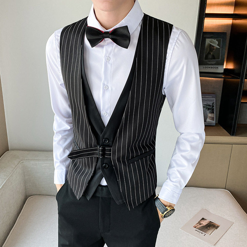 LT805*男青年条纹假两件马甲夜店酒吧KTV背心休闲工作服P50,男装背心/马甲,星座717A