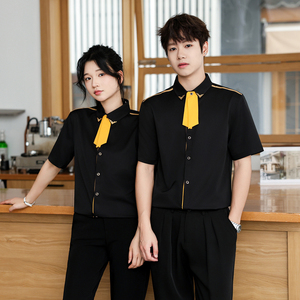 QC136*可定制LOGO短袖衬衫酒店餐厅服务员酒吧KTV服务生短袖P40图片