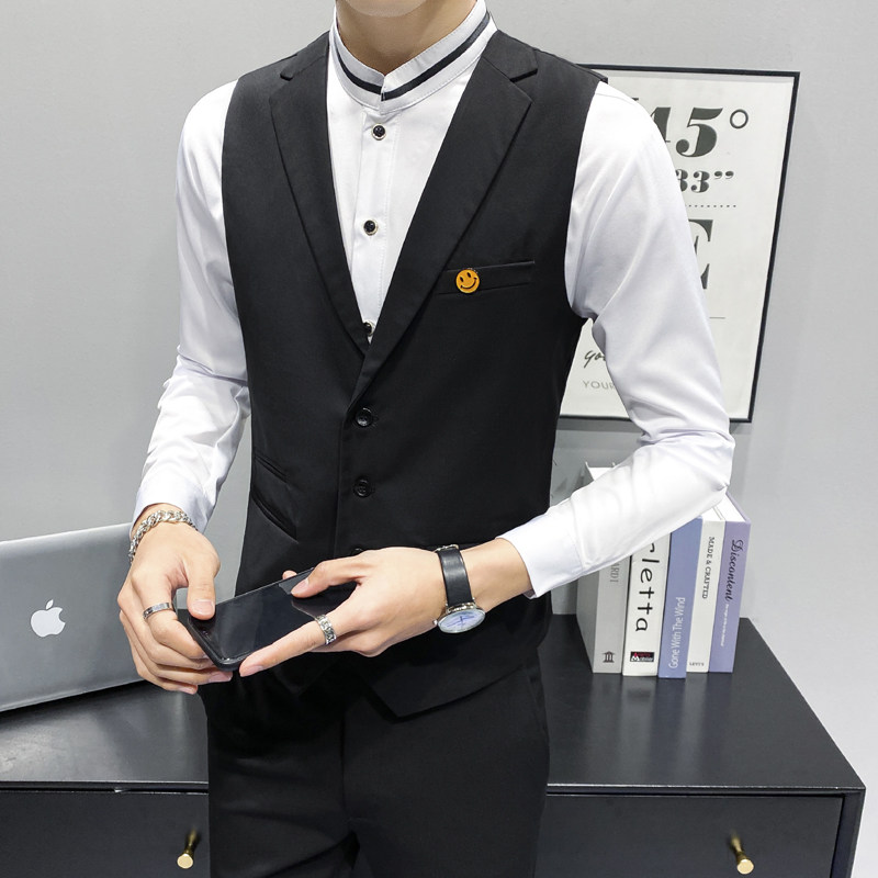 LP811*新款男笑脸多口袋翻领单排扣休闲马甲服务员马甲外套P50,男装背心/马甲,星座717A