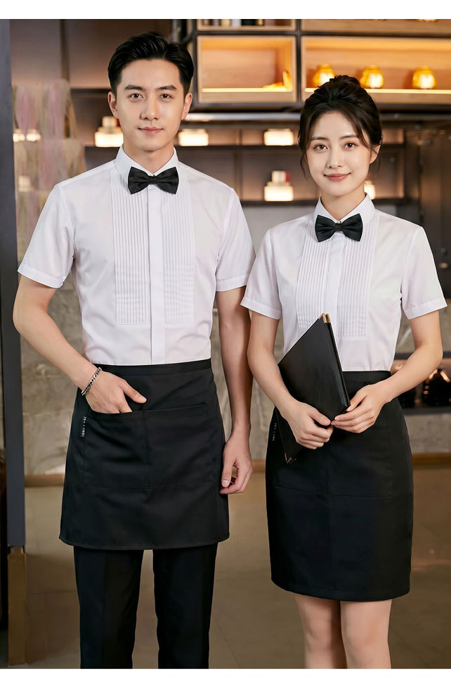 GZ143*法式纯色酒店餐厅KTV夏季工作服男女同款P45,男装衬衫,星座717A