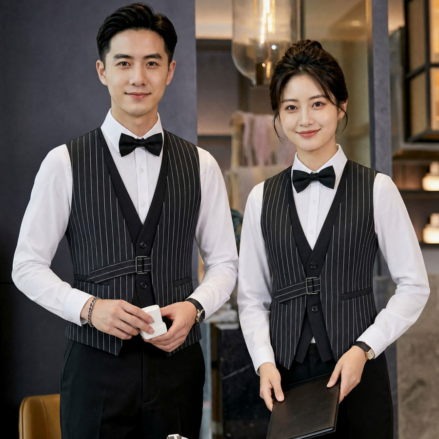 GZ805*条纹假两件男女同款酒吧KTV餐厅工作服外套马甲P50,男装背心/马甲,星座717A