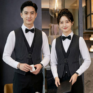 GZ805*条纹假两件男女同款酒吧KTV餐厅工作服外套马甲P50图片 GZ805*条纹假两件男女同款酒吧KTV餐厅工作服外套马甲P50图片