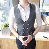 Y8734-VQ韩版双排扣马甲马褂大褂咖啡厅KT马甲工作服大码潮P50，男装背心/马甲，星座717A