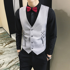 LP795*个性流苏短男马甲外套休闲马甲表演马甲夜店酒吧KTV马甲P55图片