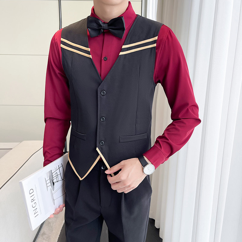 LP798*2024新款男韩版单排扣营业员服务员KTV马甲工作服P50,男装背心/马甲,星座717A