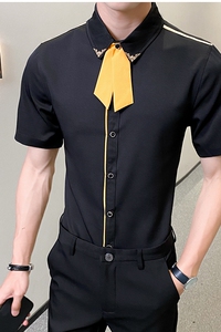 LT136*男女短袖领带装饰奶茶店衬衣工作服营业员衬衫定制LOGOP40图片