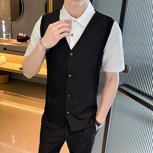 LT146*男士假两件衬衫短袖衬衣KTV夜店酒吧工作服男休闲衬衫P50图片