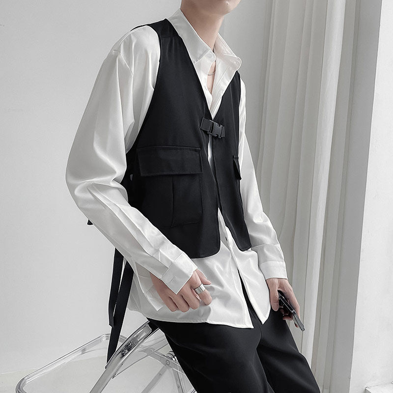 QS901*2024新款中性男宽松潮马甲外套披肩小马褂P45,男装背心/马甲,星座717A