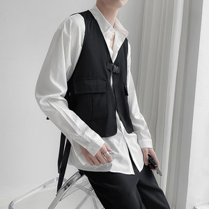 QS901*2024新款中性男宽松潮马甲外套披肩小马褂P45图片